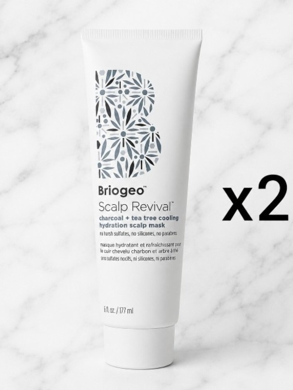 2 x Briogeo Scalp Revival Charcoal Tea Tree Cooling Hydration Scalp Mask 6oz ea